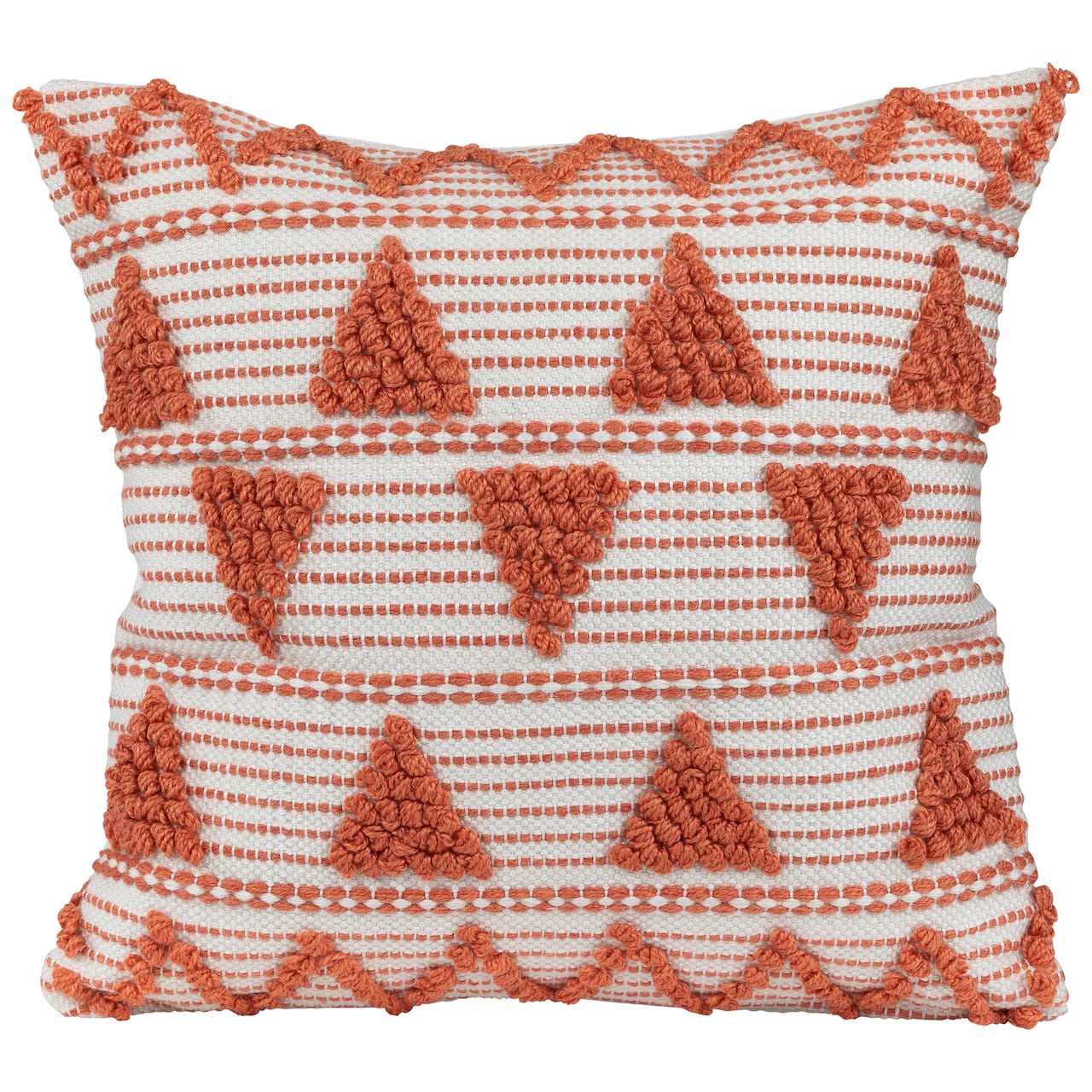 Orange & Cream Handloom Woven Outdoor Square Cushion